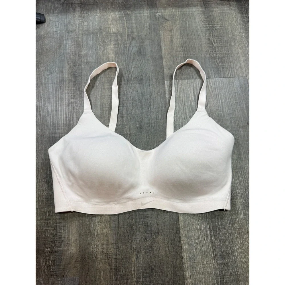 Nike Dri-FIT High Support Sports Bra Pale Pink Molded Cups Size Small (C-E)